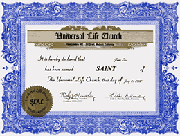 Sainthood Certificate